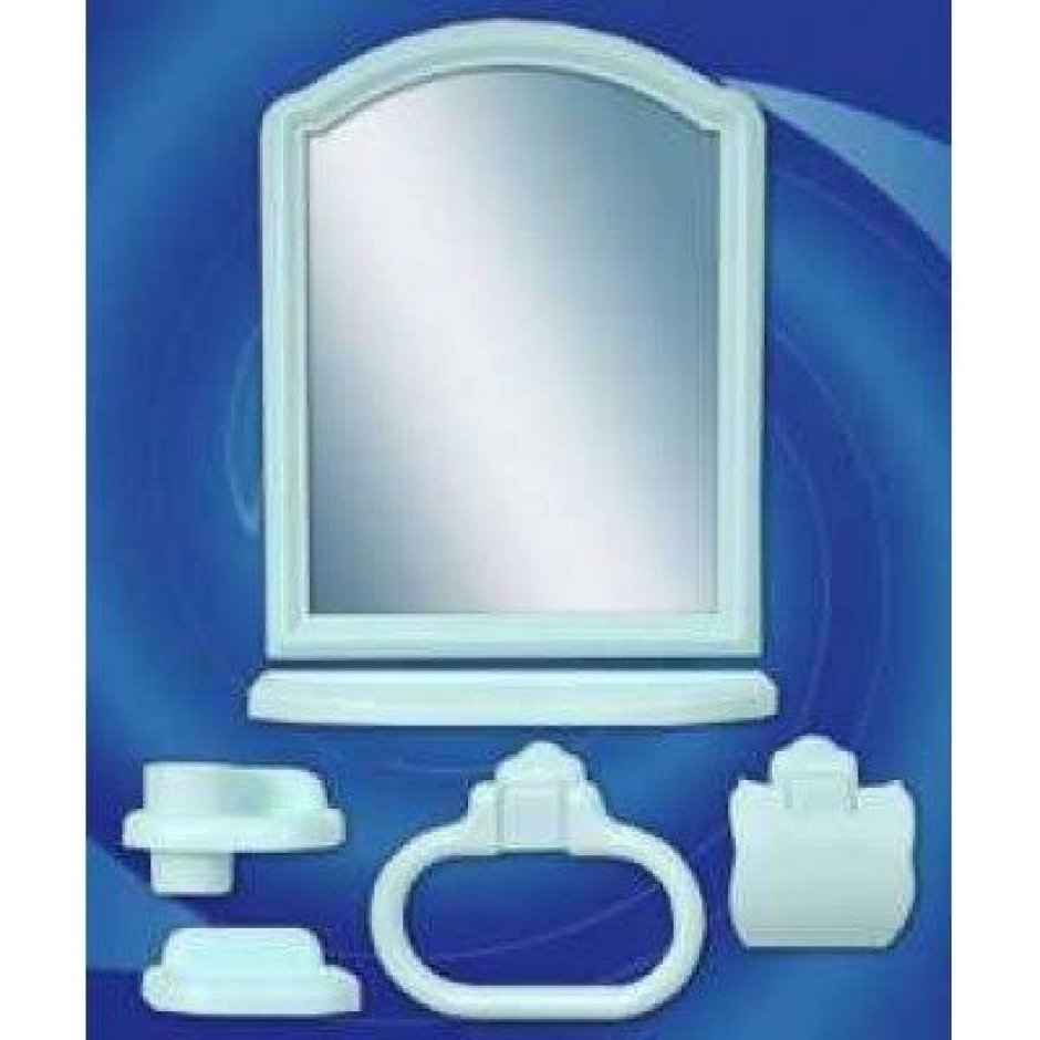 Набор зеркальный для ванной комнаты Милена (6 предметов, голубой)