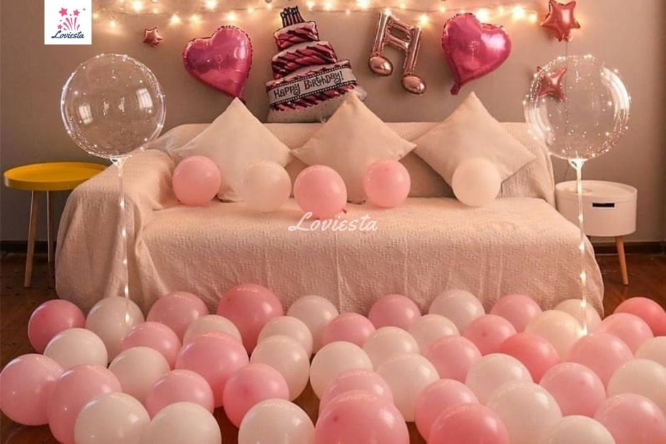 Украшение комнаты шариками на день рождения