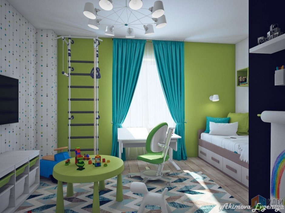 Зеленая спальня для мальчика