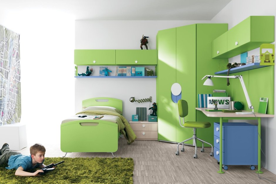 Подростковая комната в зеленых тонах