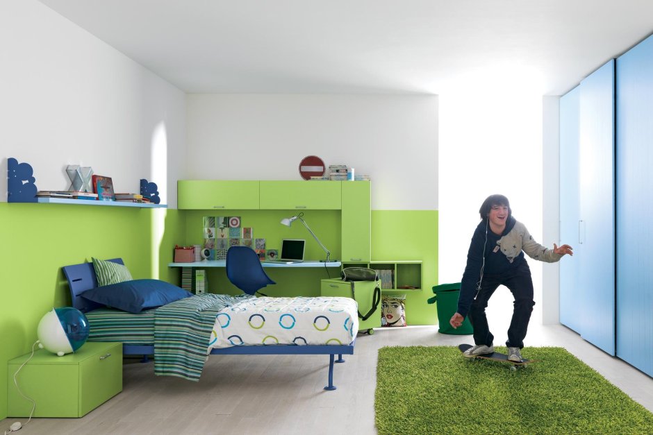 Зеленая спальня для подростка