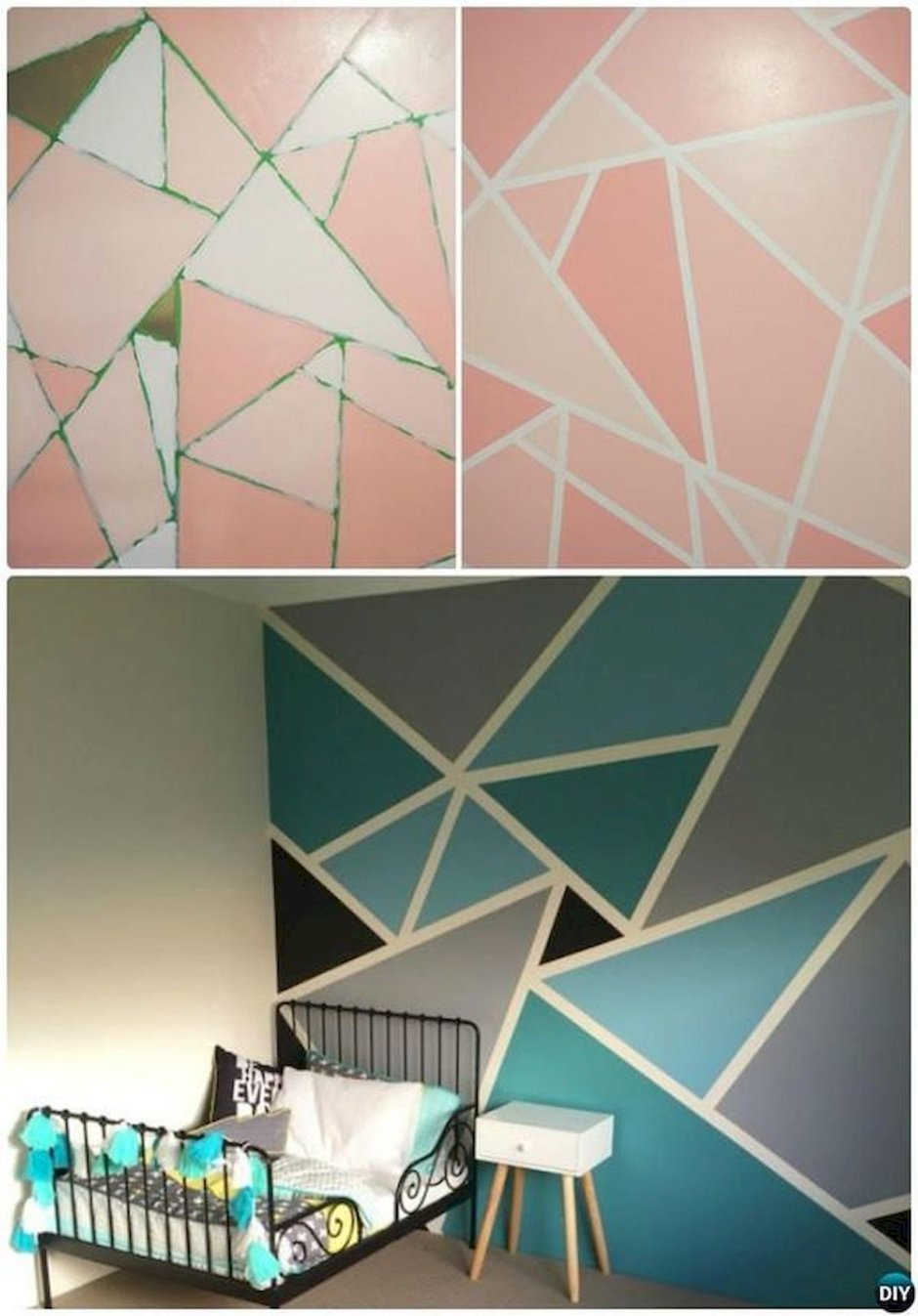 Стена из треугольников разных цветов