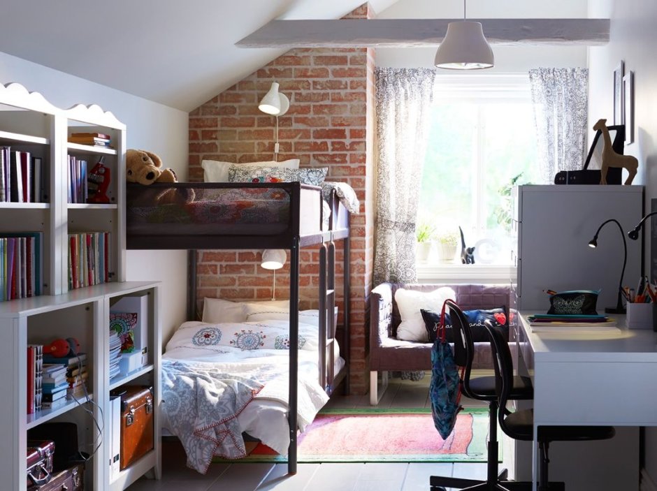 Икеа детская комната для двоих с двухъярусной кроватью