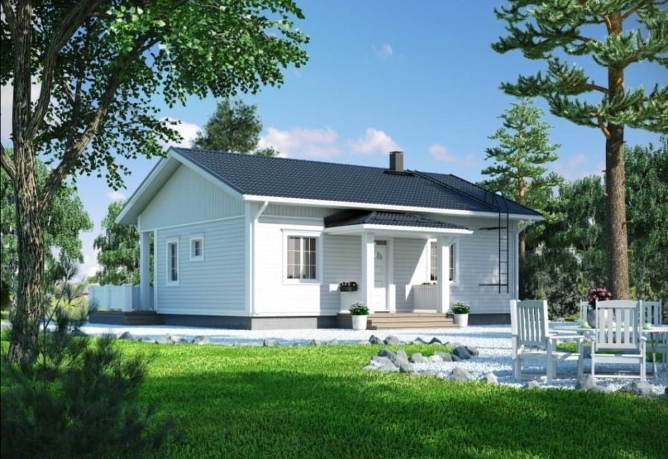 Одноэтажный каркасный дом в скандинавском стиле