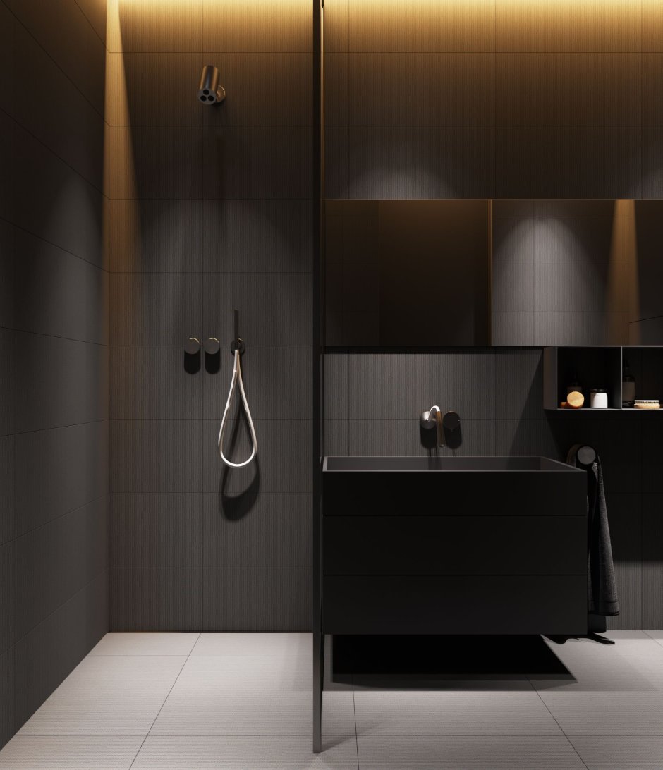 Черно-серая ванная комната