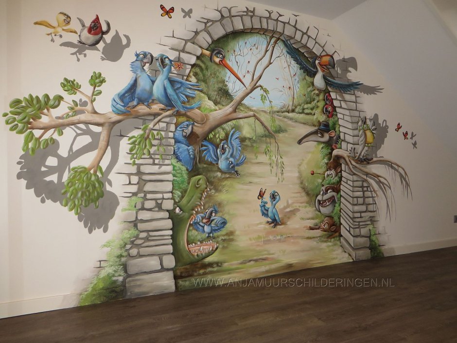 Роспись стен в детской пейзаж