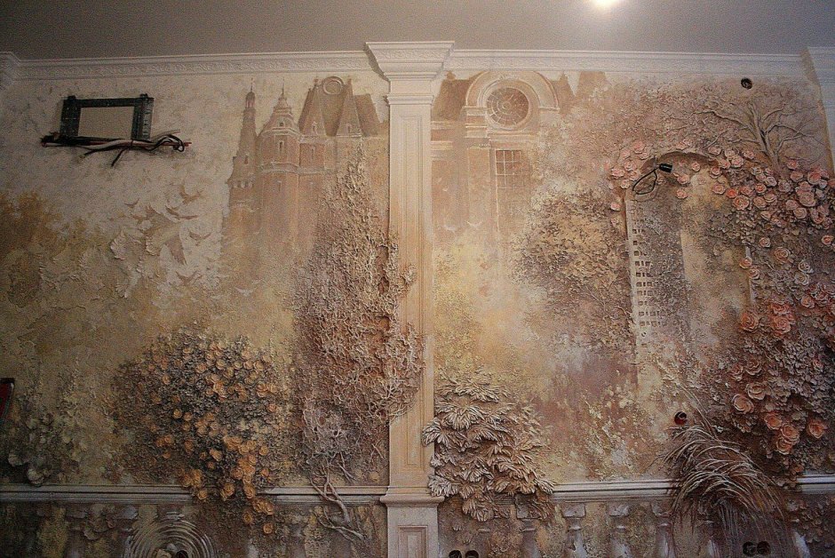 Объемная роспись стен в интерьере