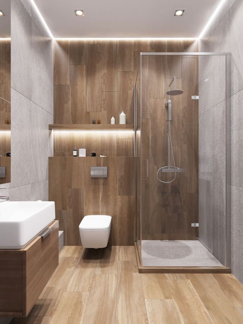 Современные ванные комнаты дизайн с душевой (75 фото)