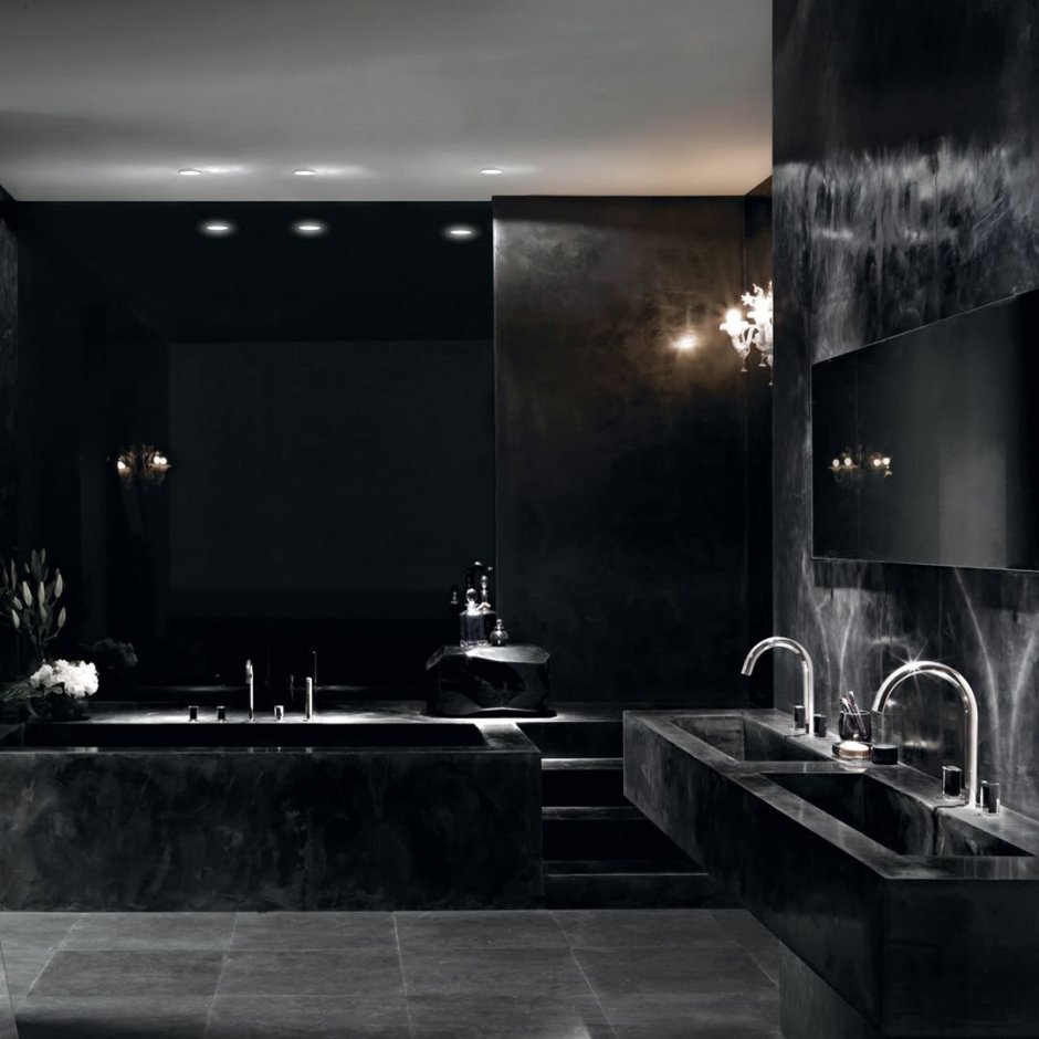 Dark Black Marble Bathroom плитка
