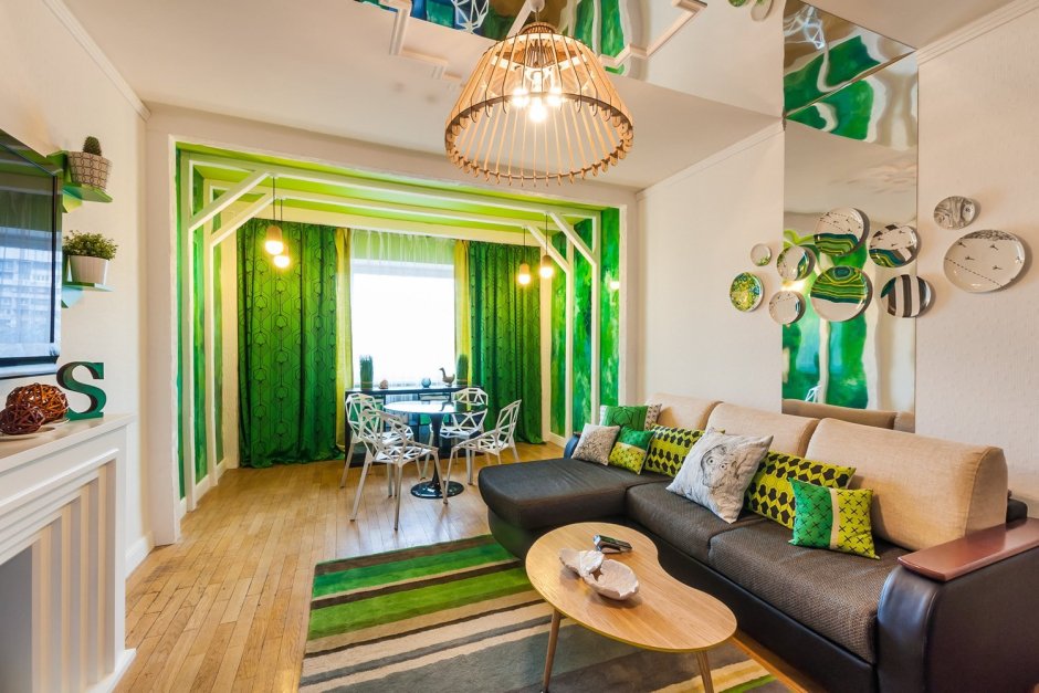 Гостиная в зеленом стиле