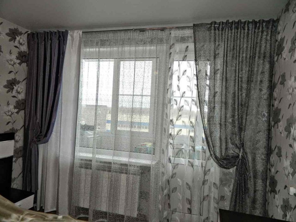 Тюль сетка на окно с балконной дверью