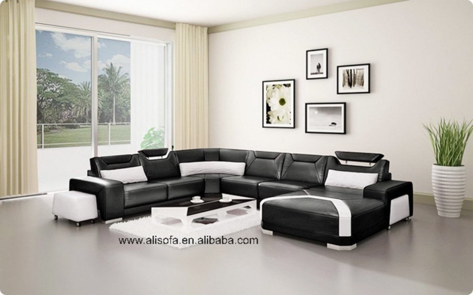 Черно белый диван в гостиную