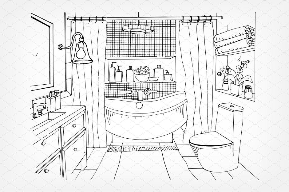 Ванная комната эскиз вручную