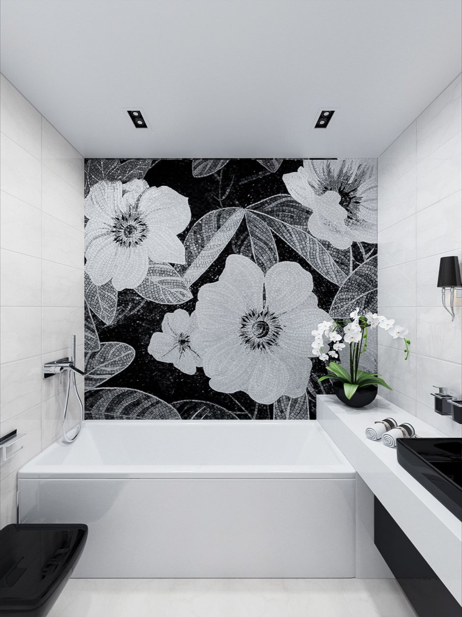 Интерьер ванной в черном цвете