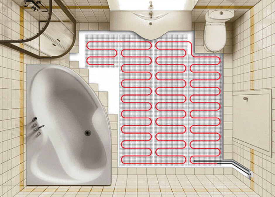 Тёплый пол электрический под плитку в ванной
