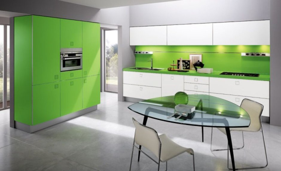 Стильные кухни в зеленом цвете