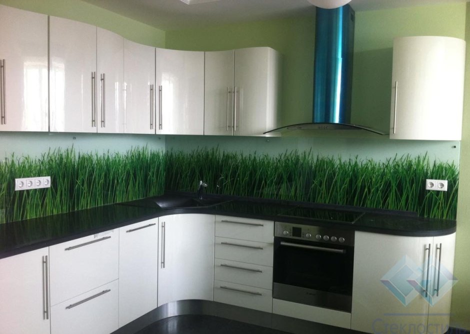 Стеновые панели для зеленой кухни