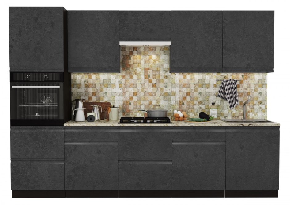 Модульная кухня Бруклин бетон коричневый