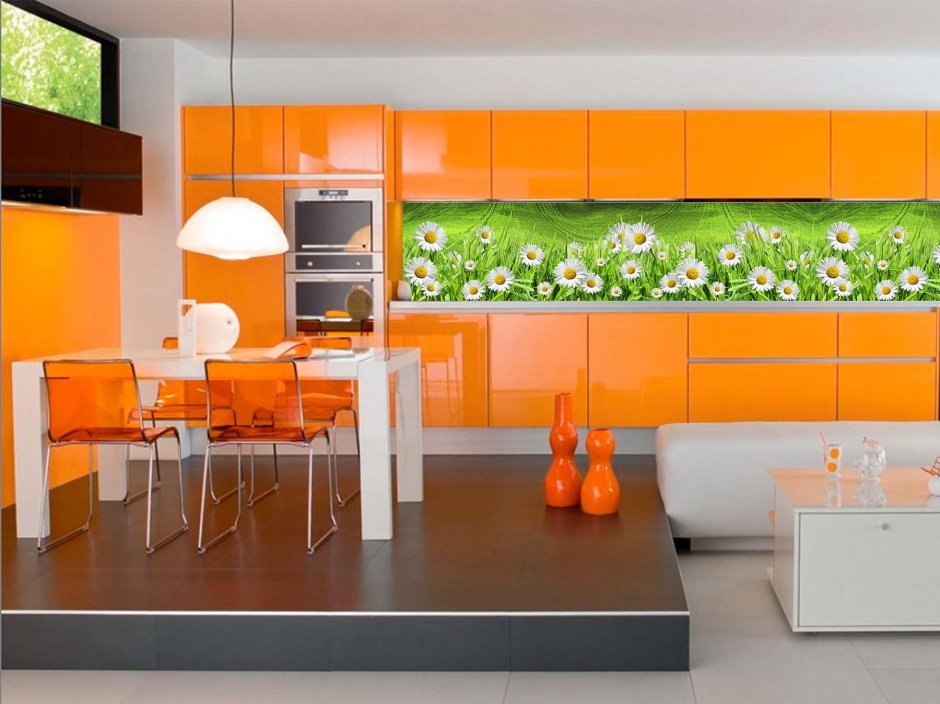 Кухонные фасады оранжевый глянец