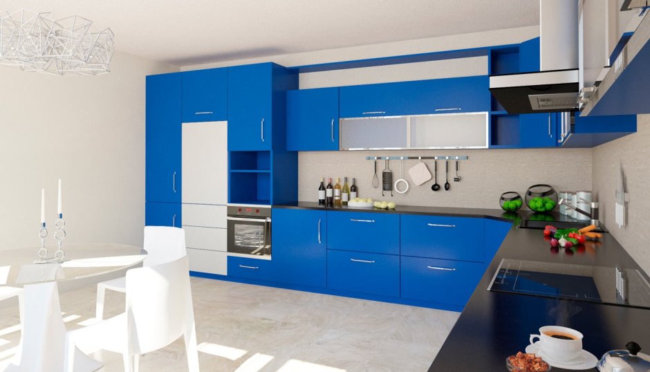 Кухня в стиле Модерн синяя