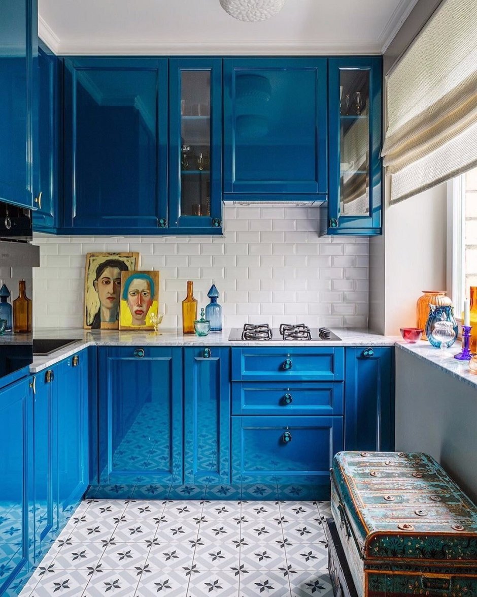 Фартук под синюю кухню