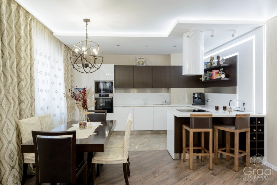 Проект трехкомнатной квартиры с кухней-гостиной