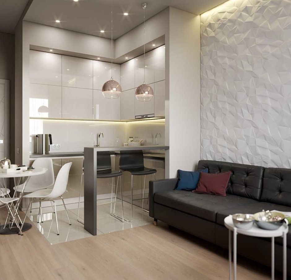 Арки между кухней и гостиной с современном стиле в доме фото