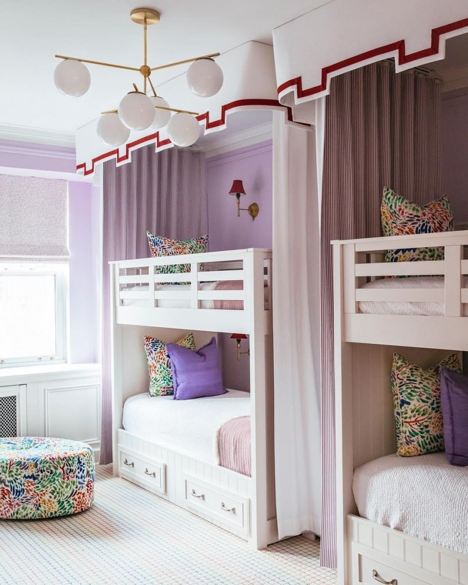 Комната для девочек с двухъярусной кроватью