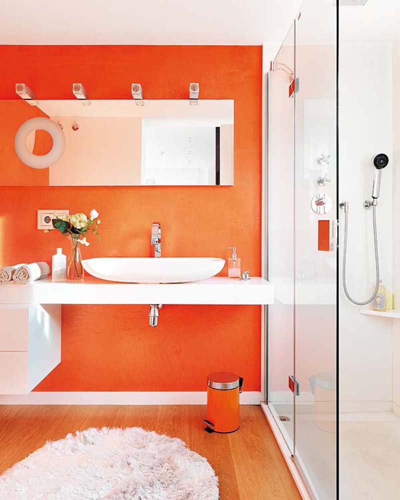 Оранжевая плитка для ванной