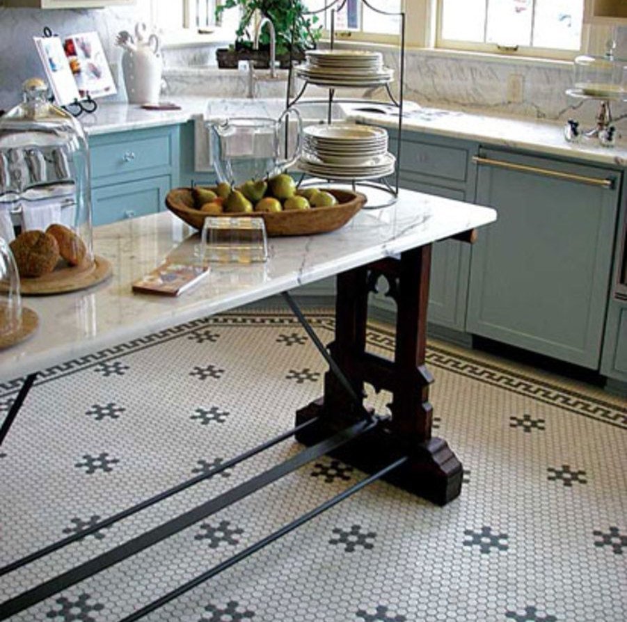 Плитка с орнаментом для кухни на пол