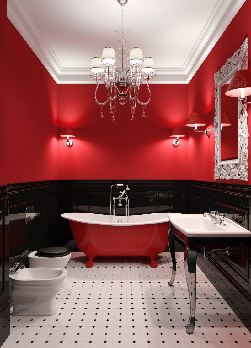 Красно черная ванная