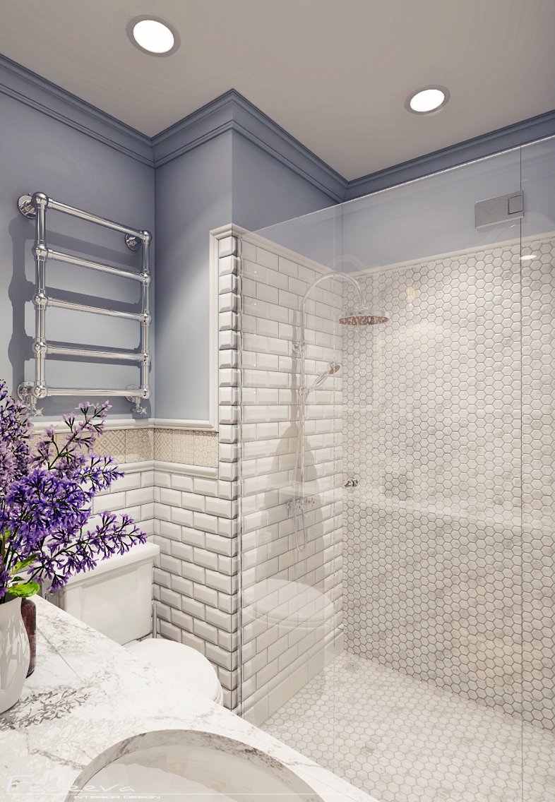 Ванная комната в стиле Прованс с душем