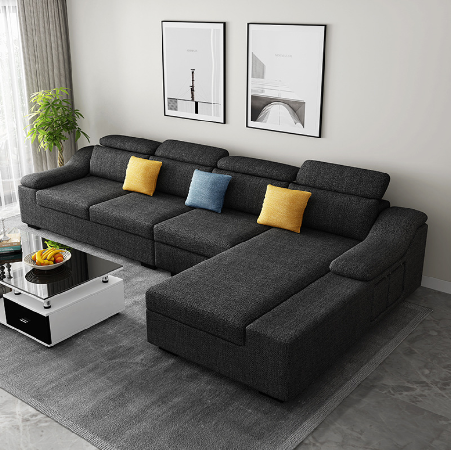 Угловой диван серый современный