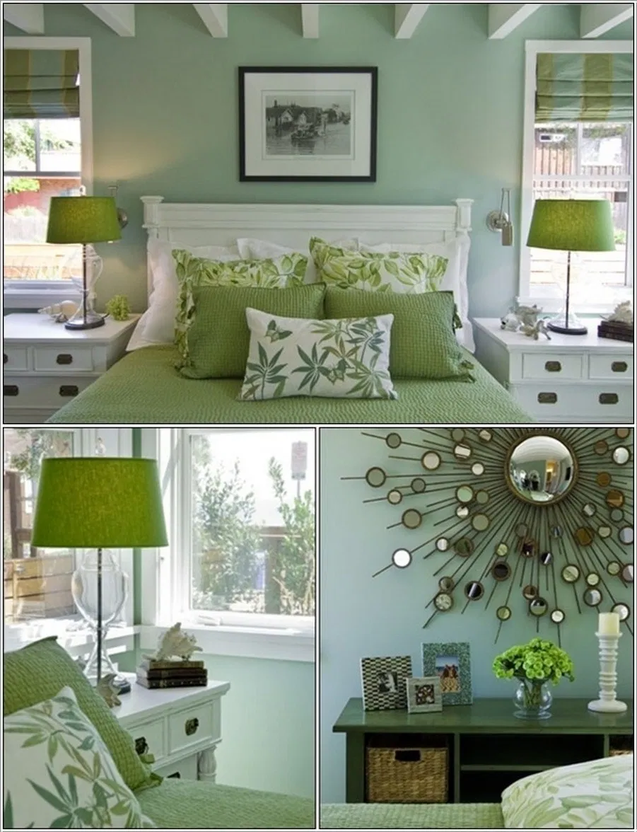 Спальня в зеленых цветах