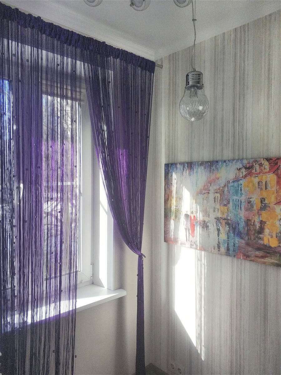Нитяные шторы фиолетовые