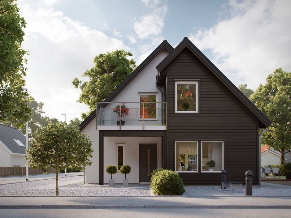 Дом с мансардой в скандинавском стиле