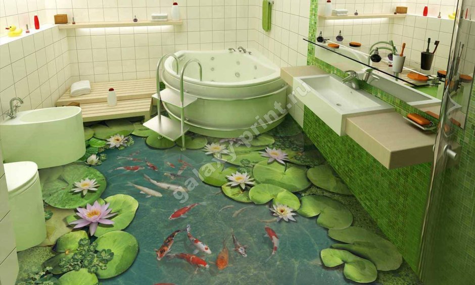 Плитка с лягушками в ванну