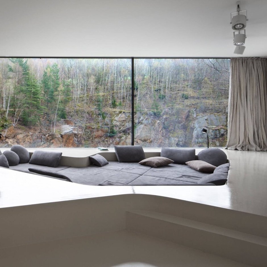 Гостиная в стиле Минимализм с панорамными окнами