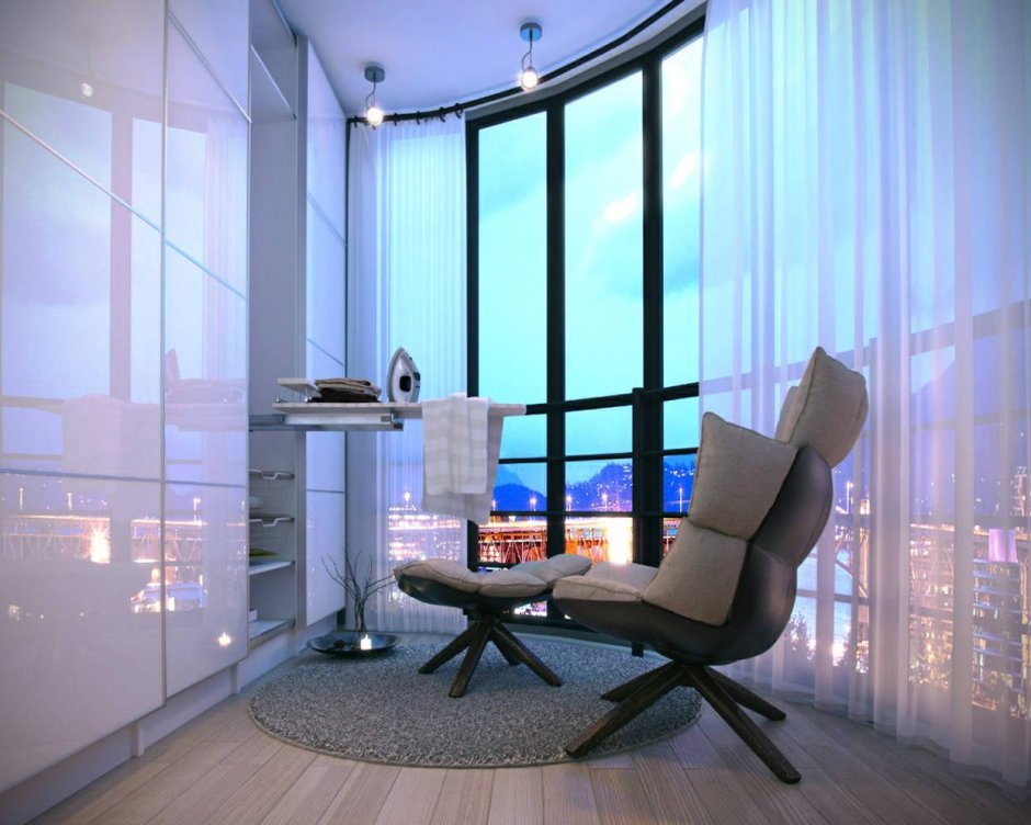 Спальня кабинет с панорамными окнами