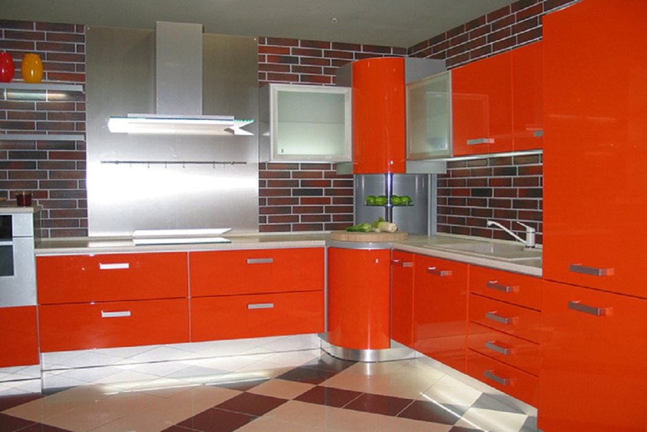 Фасады для кухни оранжевого цвета