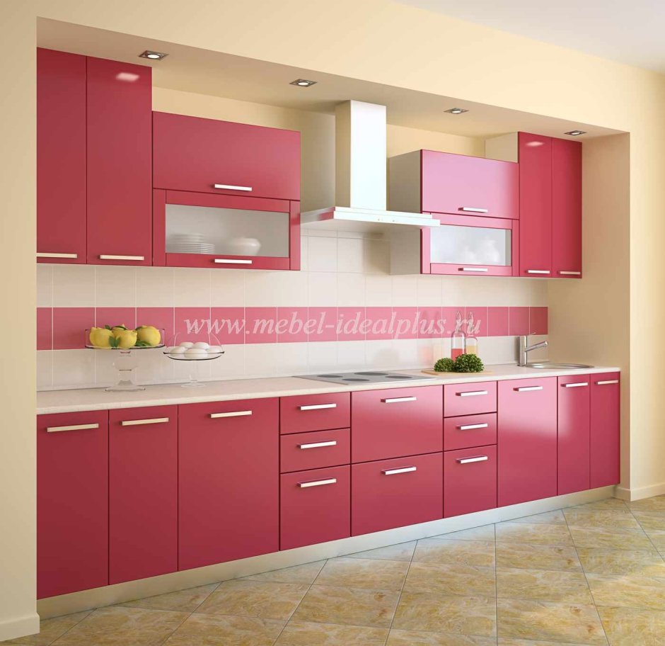 Розовые кухонные гарнитуры