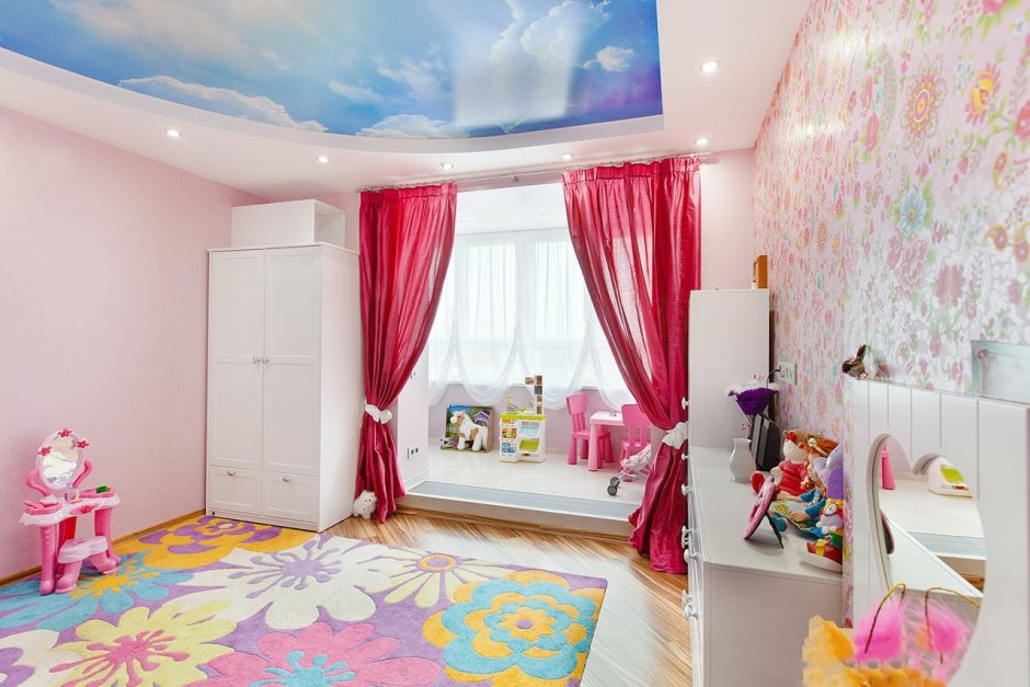 Натяжные потолки для детской комнаты девочке