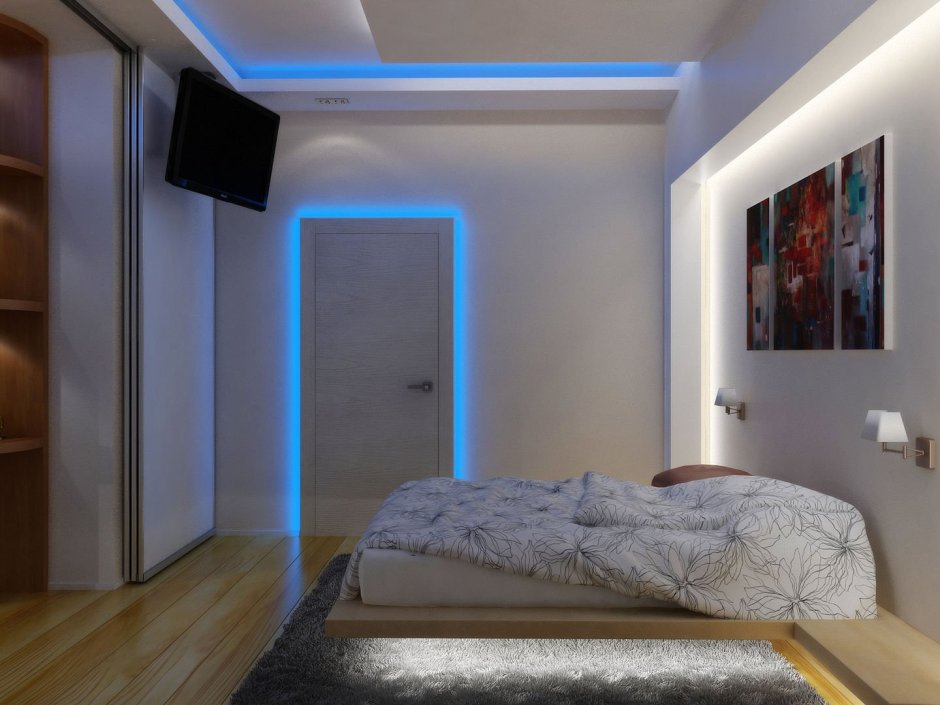 Подсветка спальни светодиодной лентой