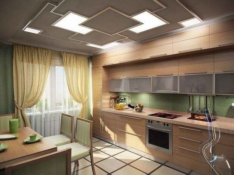 Потолок для прямоугольной кухни