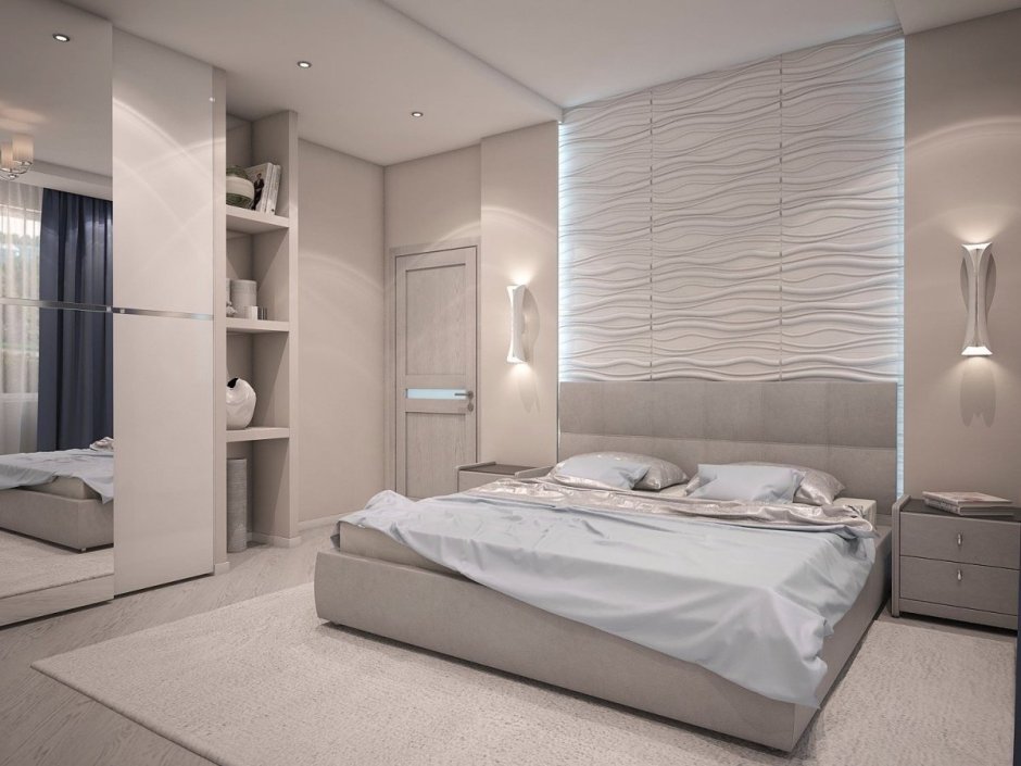 Современная спальня со встроенным шкафом