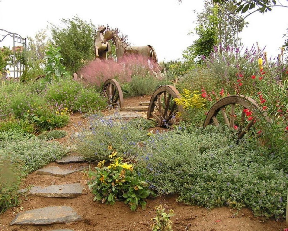 Сад в стиле Кантри деревенский ландшафтный