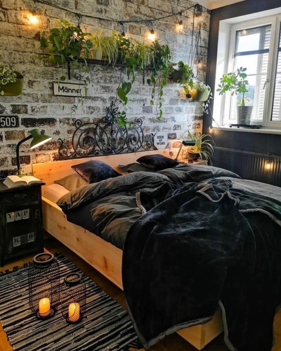 Маленькая спальня в стиле лофт