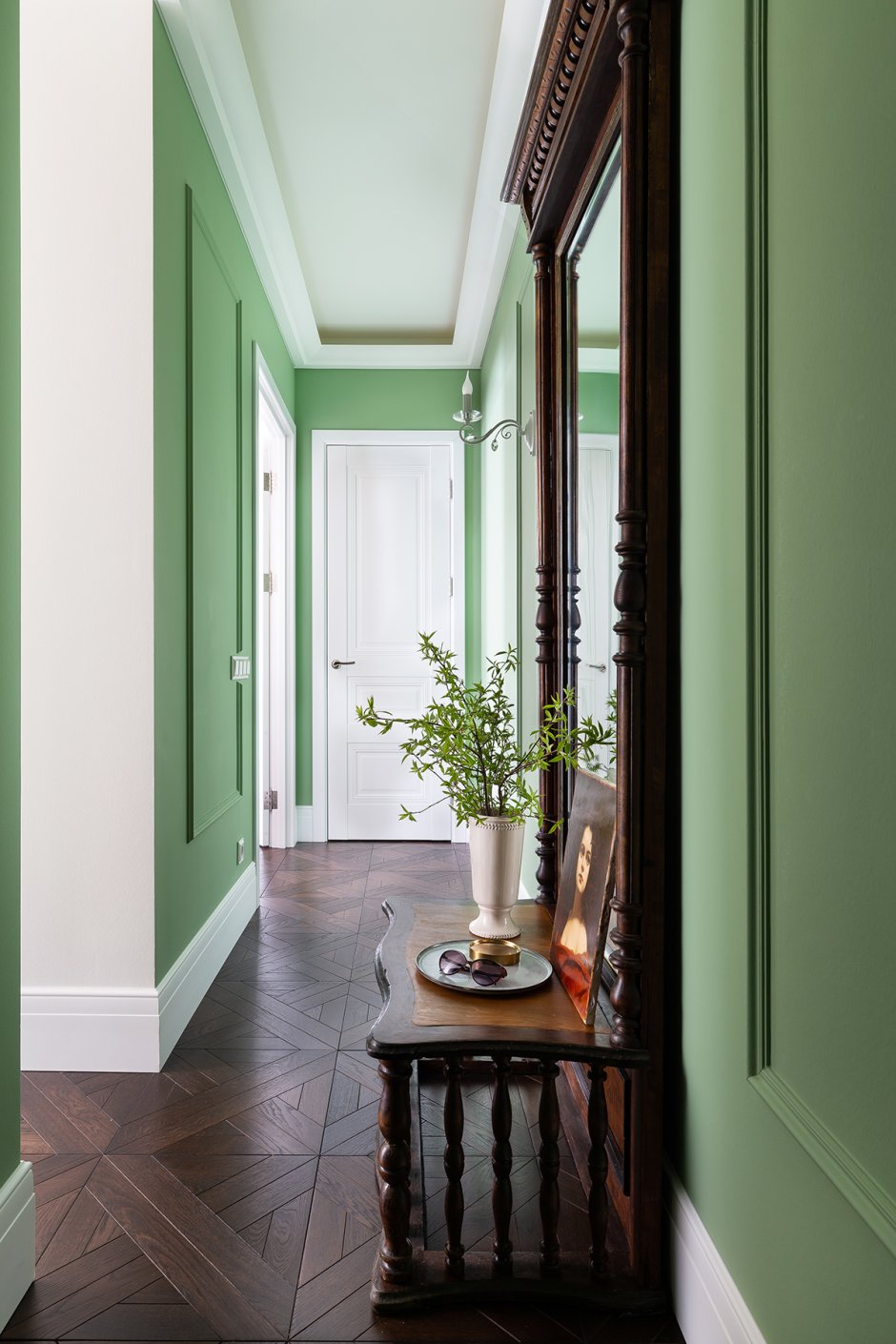 Дизайн коридора коричневая с зеленым