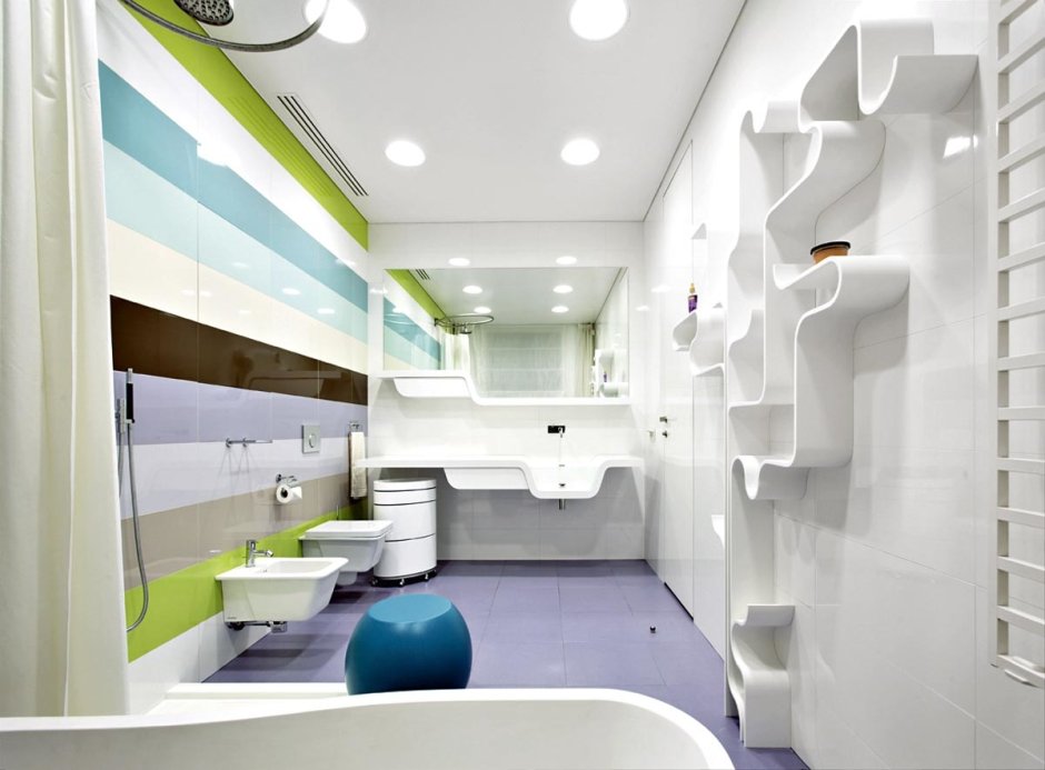 Дети красивый современный санузел с людьми