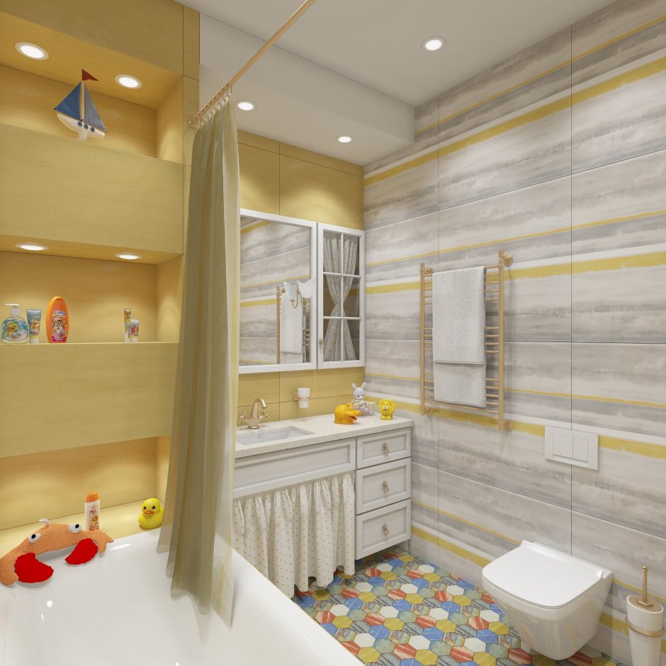 Детский санузел в сдержанных тонах